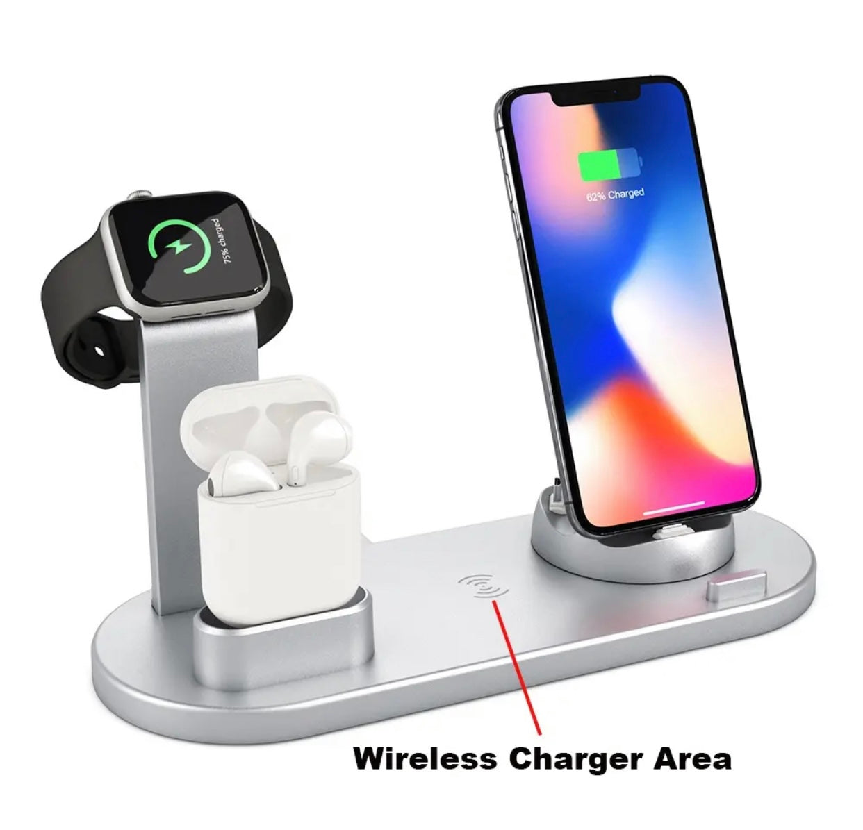 Portable Wireless Charger 5 in 1 | Station Pad | Watch, Airpods, iPhone and Standard Android Charger